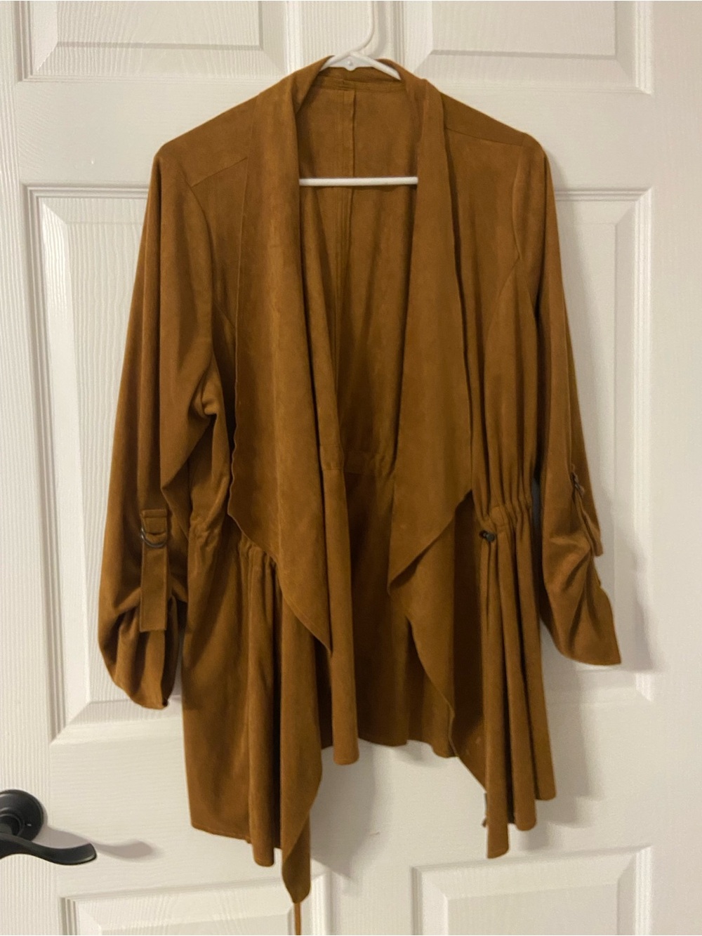 T40a- TORRID Rust-Golden Brown Faux Suede SOUTHWESTERN Jacket